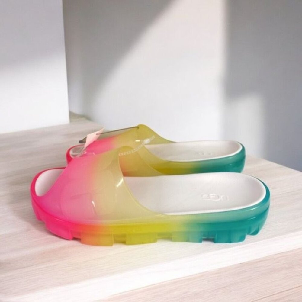 NWT UGG Jella Clear Watercolor Slide Sandals Multicolor Size 10 - Picture 10 of 15